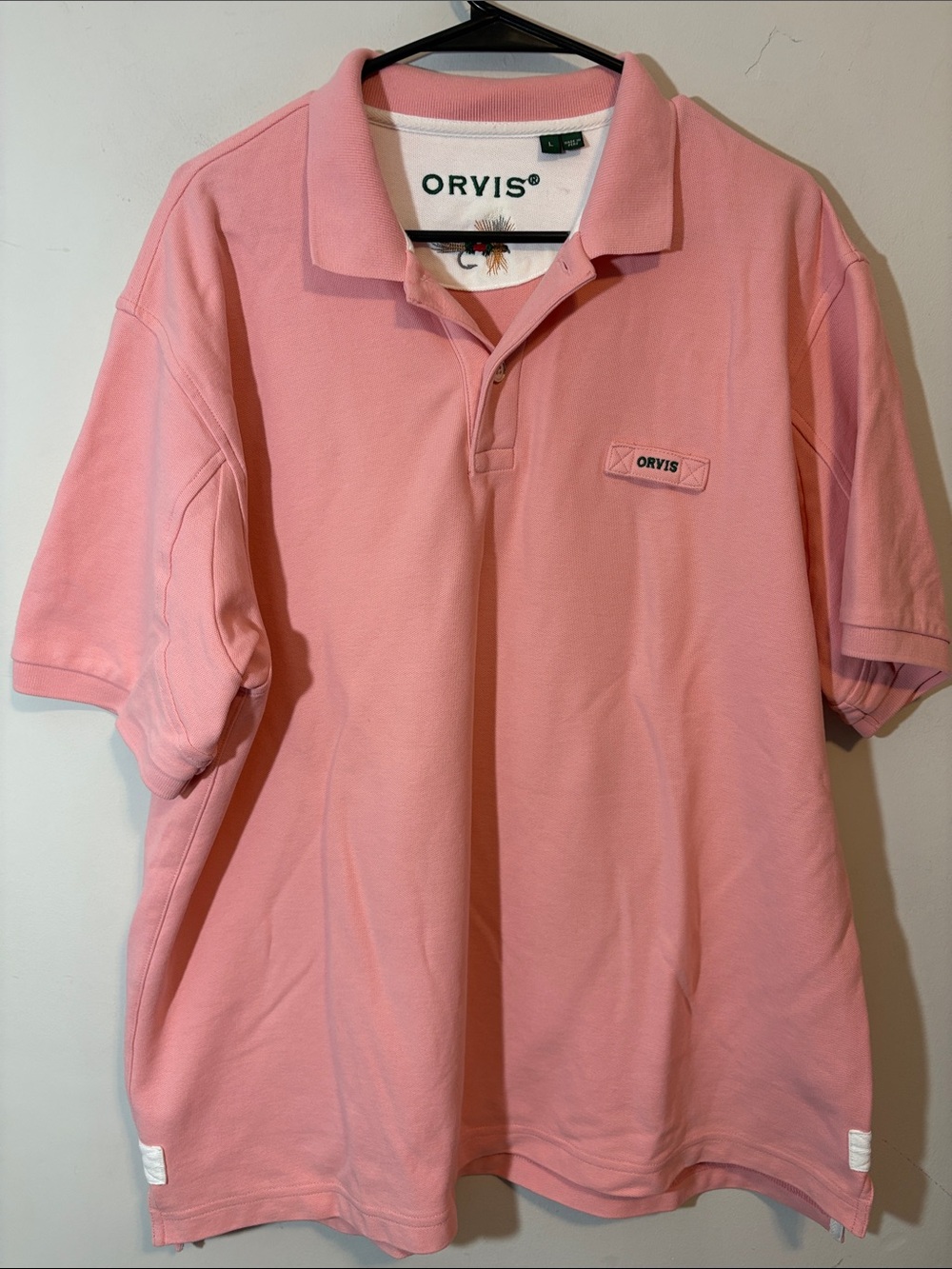 Orvis Men's Light Pink Polo Shirt